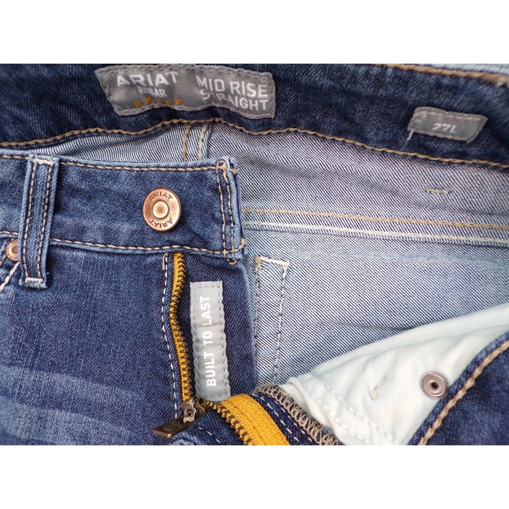 Ariat Rebar Mid Rise Straight Jean Womens Sz 27L Blue Cargo Pockets Pants - Picture 7 of 16